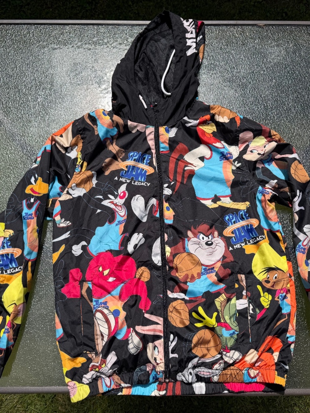 Members Only Space Jam A New Legacy Looney Tunes Hooded Windbreaker Medium Black